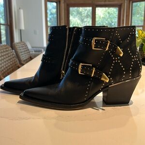 Dolce Vita Black Gold Studded Booties
